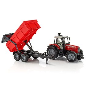 BRUDER Massey Ferguson 7480 with tipping trailer