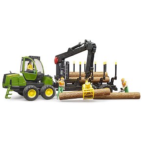 BRUDER John Deere 1210E Forwarder with 4 trunks and grab