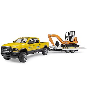 Bruder RAM Power Wagon με Τρέιλερ & Μίνι Εκσκαφέα 1:16