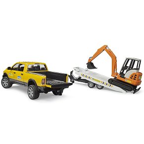 Bruder RAM Power Wagon με Τρέιλερ & Μίνι Εκσκαφέα 1:16