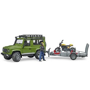 BRUDER Τζιπ Land Rover με τρέιλερ, μηχανή Ducati και αναβάτη