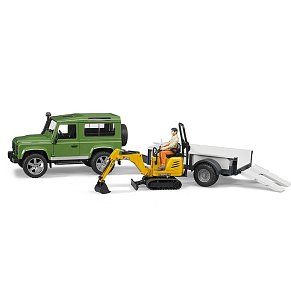 BRUDER Land Rover με καρότσα & μίνι εκσκαφέα