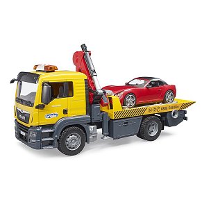 BRUDER MAN TGS tow truck with roadster
