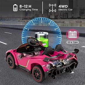 ePRO Ride Licensed Lamborghini Ride On Car Pink – 12V, 4WD