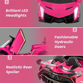 ePRO Ride Licensed Lamborghini Ride On Car Pink – 12V, 4WD