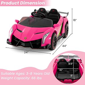 ePRO Ride Licensed Lamborghini Ride On Car Pink – 12V, 4WD