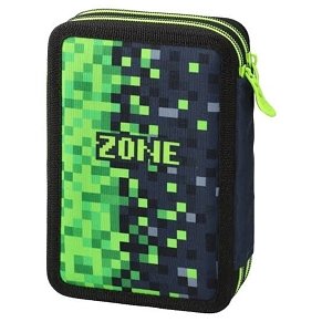 Minecraft Filled Double Pencil Case with Organiser – Green