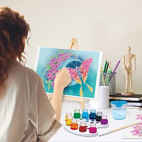 HappiHobbi Εργαστήριο Ζωγραφικής Χρώματα Ακουαρέλας Σετ Ζωγραφικής Με Ξύλινο Καβαλέτο
