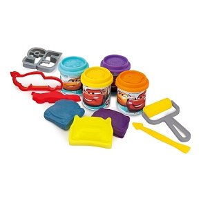 Dough Disney Cars Bucket With 4 Pots - 3D Caps And 8 Tools 200gr