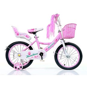 Παιδικό Ποδήλατο Nina Rose 20'' με Καλάθι, Κάθισμα Κούκλας & Σταντ – Ροζ