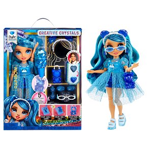 Rainbow High Creative Crystals Skyler – 11” Blue Fashion Doll with DIY Crystal Accessory Kit