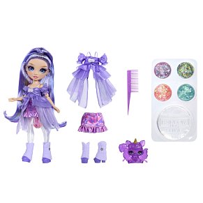 Rainbow High Rainbow Shimmers Violet Doll with Slime Kit & Pet Squirrel