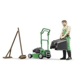 BRUDER Figure Gardener with lawnmower and equipment