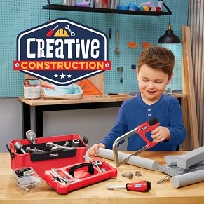 Little Tikes Creative Construction Tool Box Set – Pretend Play Tools & Foam Wood Kit for Kids