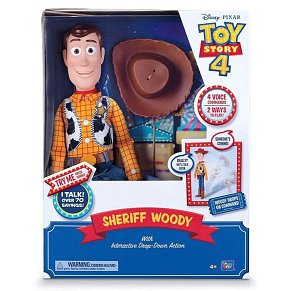 Toy Story 4 Disney Pixar Sheriff Woody, with Interactive Drop-Down Action