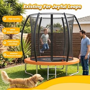 Bebe Stars Outdoor Trampoline 185cm with Safety Net & Ladder