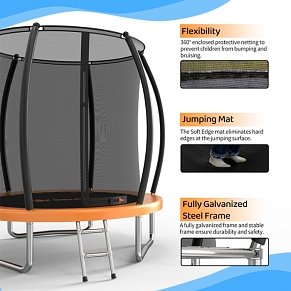 Bebe Stars Outdoor Trampoline 185cm with Safety Net & Ladder