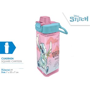 Disney Stitch Square Bottle 500ml – ‘Ohana Means Family’
