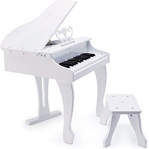 Hape Deluxe Λευκό Πιάνο Σαν Αληθινό Με 30 Πλήκτρα & Καρεκλάκι