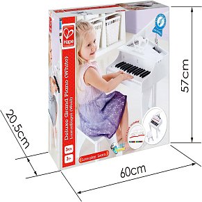 Hape Deluxe Λευκό Πιάνο Σαν Αληθινό Με 30 Πλήκτρα & Καρεκλάκι