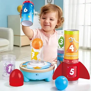 Hape Ξύλινος Διαστημικός Πύραυλος Rocketball Air Stacker