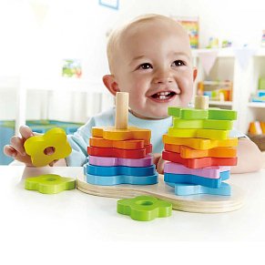 Hape Διπλή Ξύλινη Πυραμίδα Ουράνιο τόξο