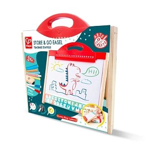 Hape Ξύλινος Πίνακας Store & Go Easel | Φορητός Διπλής Όψης με Αξεσουάρ