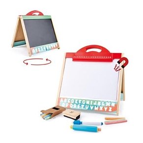 Hape Ξύλινος Πίνακας Store & Go Easel | Φορητός Διπλής Όψης με Αξεσουάρ