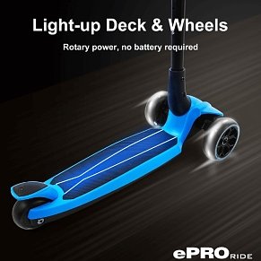 ePRO Ride Kick'n'Roll 3-Wheel Scooter with LED Lights (Ages 3–8) Blue