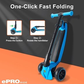 ePRO Ride Kick'n'Roll 3-Wheel Scooter with LED Lights (Ages 3–8) Blue