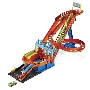 Hot Wheels City Roller Coaster Rally Track Set with 5 Cars