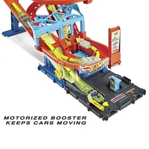 Hot Wheels City Roller Coaster Rally Track Set with 5 Cars