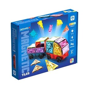 GEOMAG Magnetic Tiles Gems Vehicles – 24 Τεμάχια Εκπαιδευτικό Σετ STEM