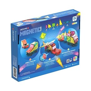 GEOMAG Magnetic Tiles Gems Vehicles – 24 Τεμάχια Εκπαιδευτικό Σετ STEM