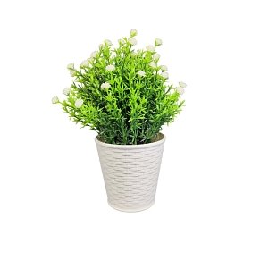 Artificial Green Plant in White Pot 25cm Decorative