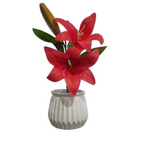 Artificial Lily Flower in Decorative Pot 28cm