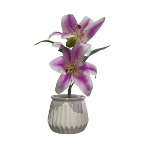 Artificial Lily Flower in Decorative Pot 28cm