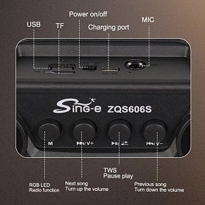 SING-E ZQS606S Bluetooth Ηχείο Party 6.5" με Μικρόφωνο