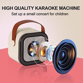 Μίνι Ασύρματο Karaoke Ηχείο με 2 Μικρόφωνα ZQS K12 Μπέζ