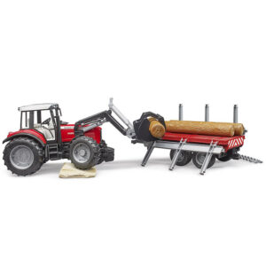 BRUDER Massey Ferguson + Frontloader and timber trailer