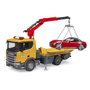 BRUDER SCANIA Super 560R Tow truck with Light & Sound Module and BRUDER Roadster