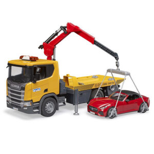 BRUDER SCANIA Super 560R Tow truck with Light & Sound Module and BRUDER Roadster