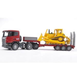 BRUDER SCANIA R-series Low loader truck, Cat® Bulldozer