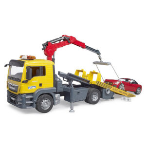 BRUDER MAN TGS tow truck with roadster