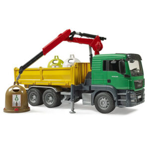 BRUDER MAN TGS Truck with 3 glas recycling containers