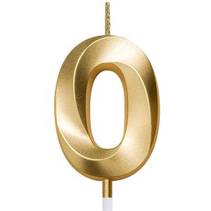 Birthday Candle Gold 10cm 3D, Number 0