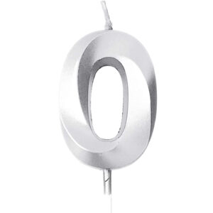 Κεράκια Γενεθλίων 10cm Ασημί 3D, Νο. 0