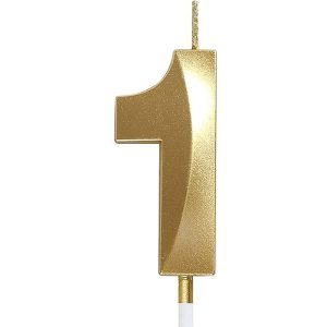 Birthday Candle Gold 10cm 3D, Number 1