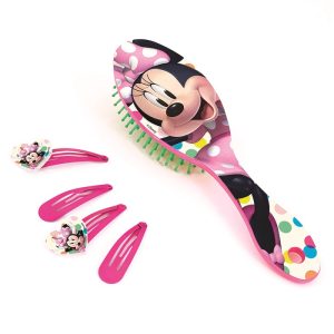 Hair Brush With Clips Disney Minnie