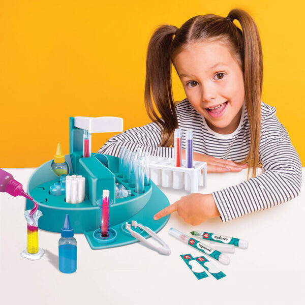 portrait of young smiling cheerful little girl child kid pointin